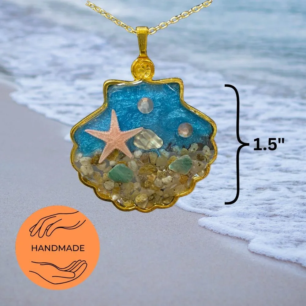 Handmade Shell Pendant with Necklace - Picture 2 of 3